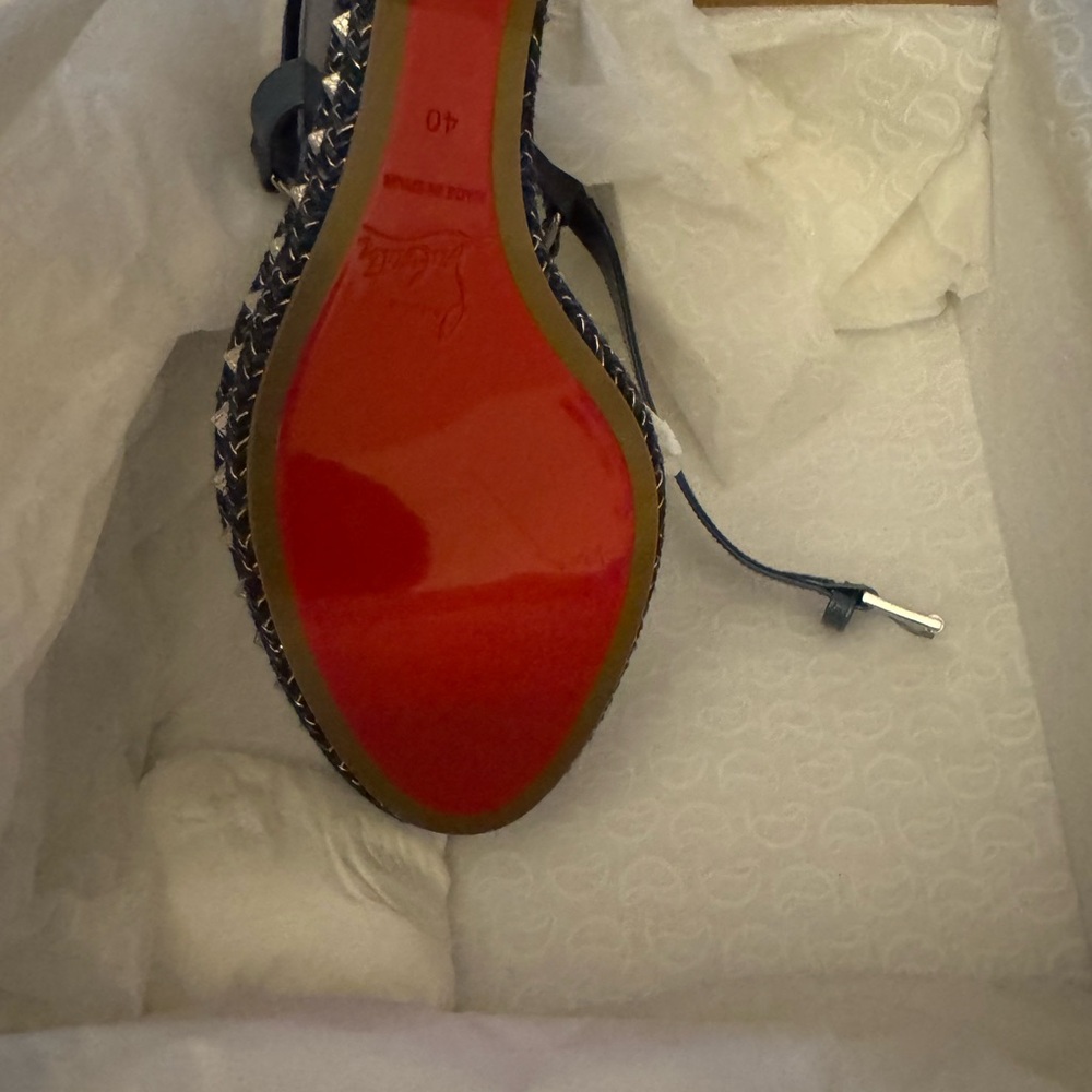 Christian Louboutin Blue Pyramid Stud Sandals - Picture 4 of 6